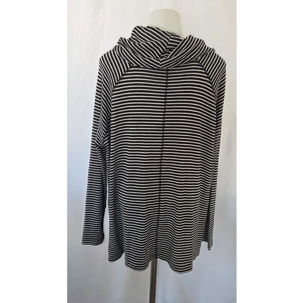 Jack by BB Dakota Black White Striped Cowl Neck Long Sleeve Oversized Top Large - Picture 7 of 8